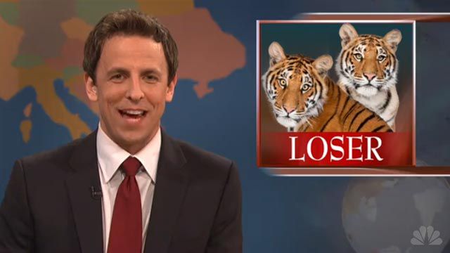 Seth Meyers runs down the Winners and Losers of the Charlie Sheen debacle: Denise Richards is a winner, and tigers are losers!
